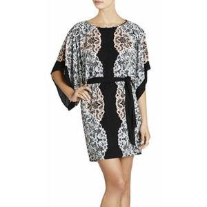 BCBG BLACK COMBO "LOIS" CREW NECK KIMONO DRESS